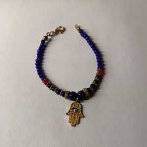 Gold Plated Evil Eye Multicolor Beaded Bracelet